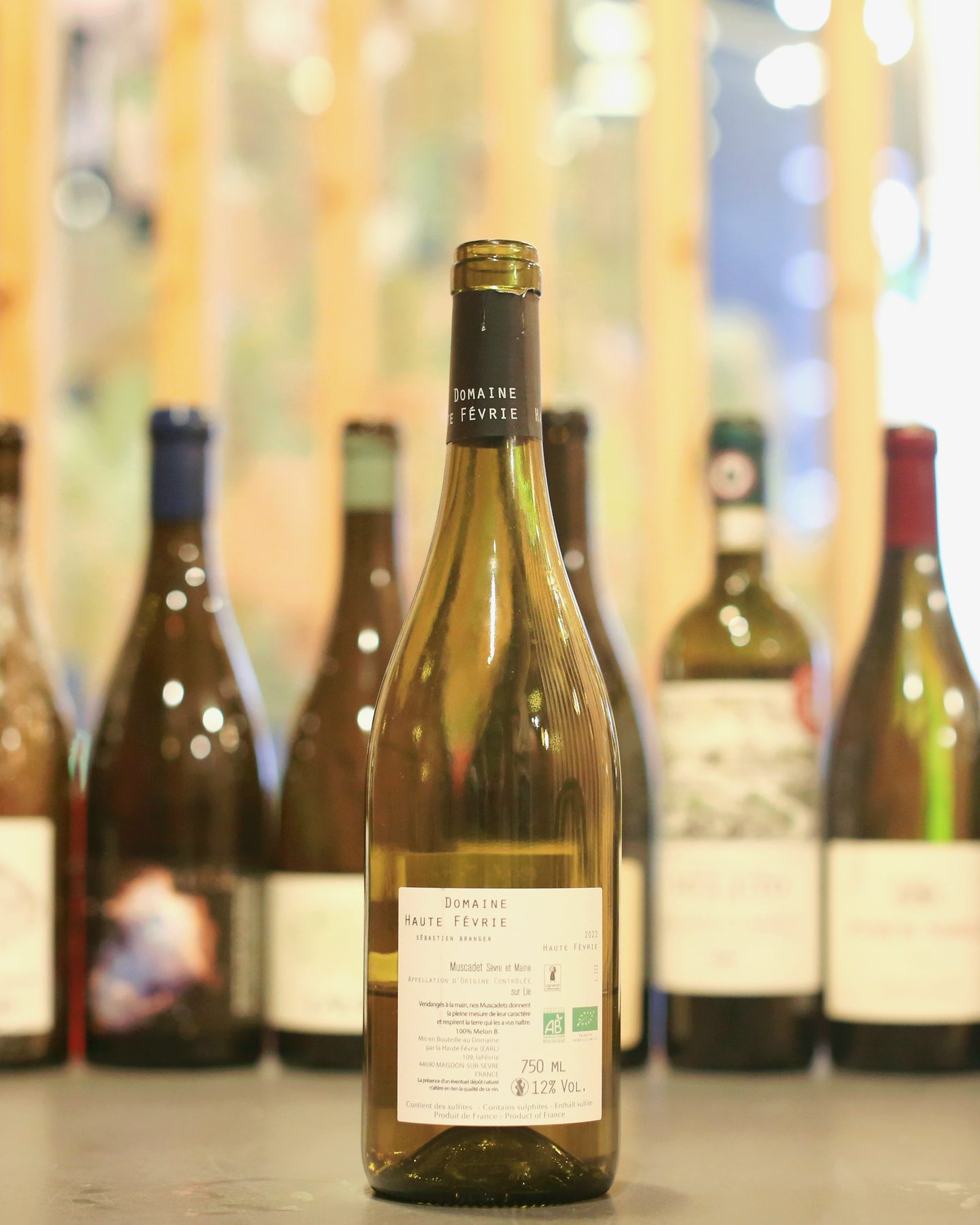 A bottle of Domaine Haute Févrie Muscadet-Sèvre et Maine Sur Lie 2022.
