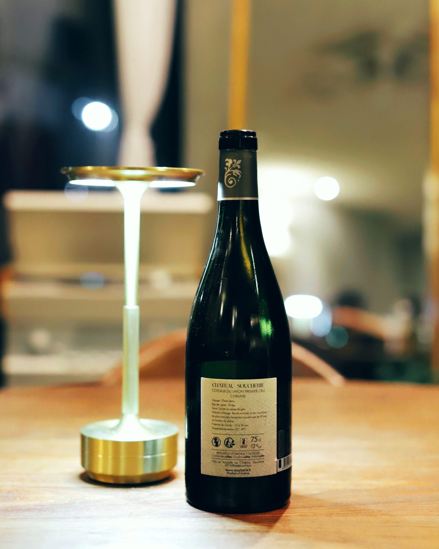 A bottle of Château Soucherie Coteaux du Layon Premier Cru 'Chaume' 2018.