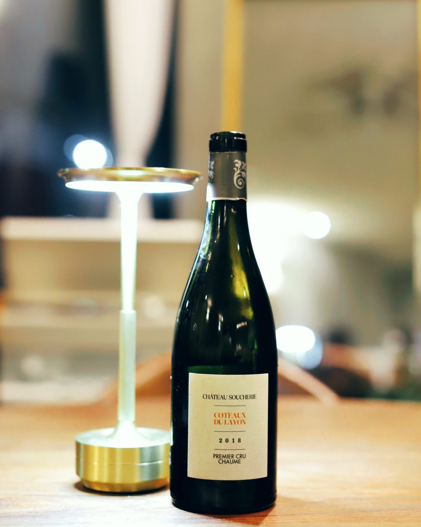 A bottle of Château Soucherie Coteaux du Layon Premier Cru 'Chaume' 2018.